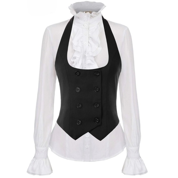 Scarlet Darkness women’s renaissance halter vest size XL Black NWT - Picture 2 of 7